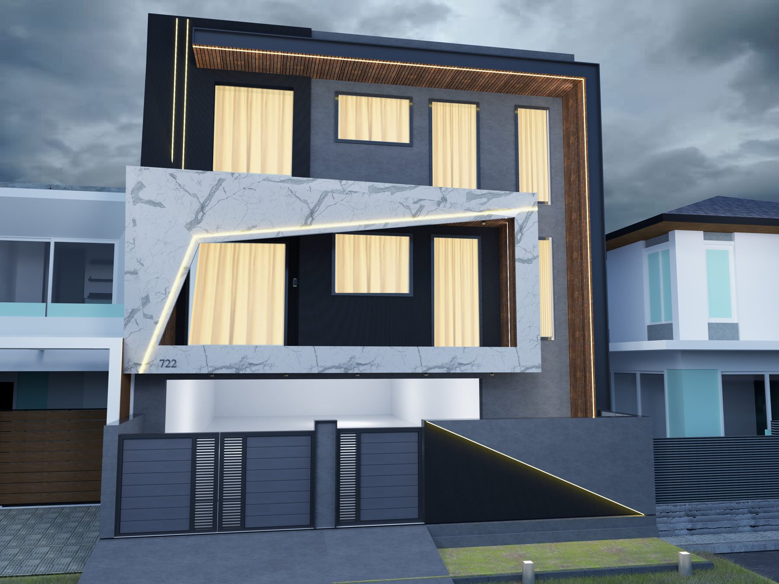 MODERN FRONT ELEVATION 36 FEET WIDE PLOT