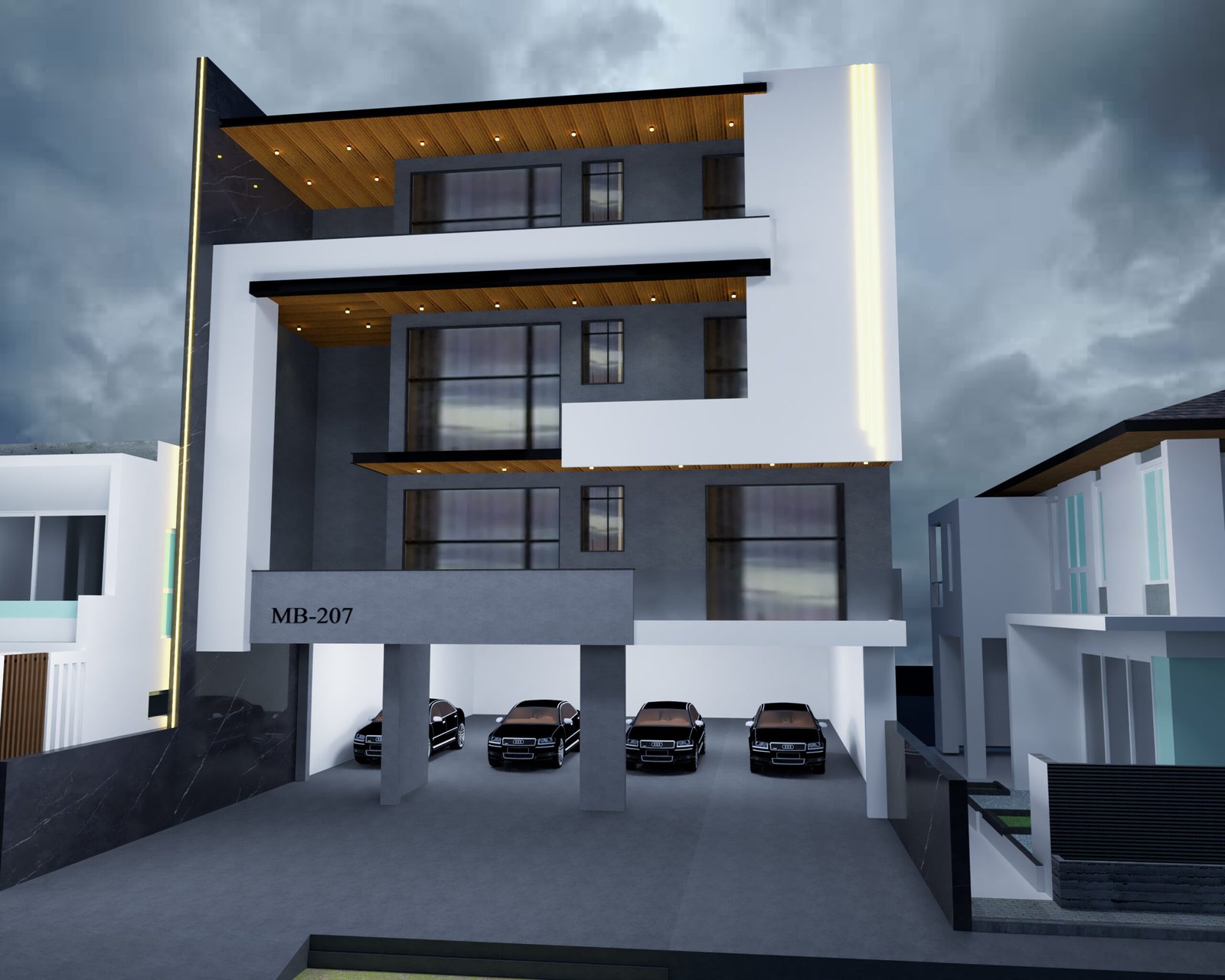 MODERN FRONT ELEVATION DESIGN 45 FEET FRONT STILT+ 3 FLOOR OF 500 SQUARE YARDS PLOT SIZE