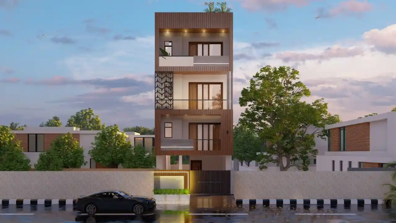 House Elevation Design For G+3 Floor Building  7D Plans