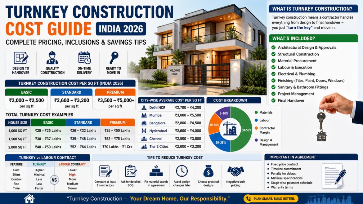 Turnkey Construction Cost in India 2026